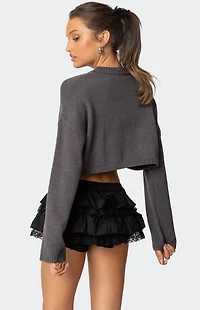 Edikted Knit Bow Cropped Sweater
