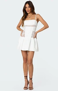 Edikted Lacey Linen Look Mini Dress