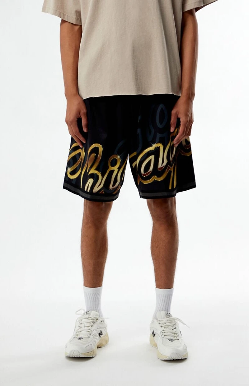 Mitchell & Ness Chicago Bulls Big Font Mesh Basketball Shorts