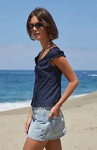 John Galt Blue Polka Dot Elena Top