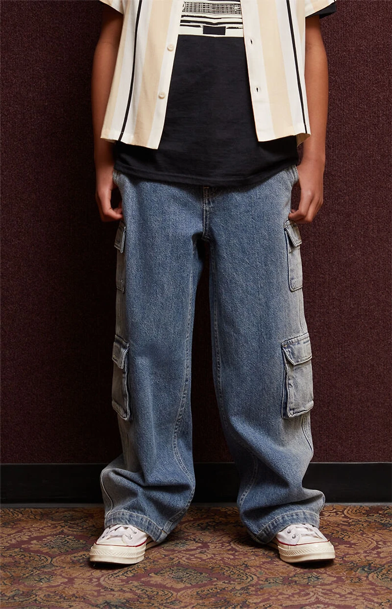 Pacsun Kids Medium Indigo Baggy Cargo Jeans