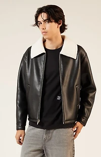 Pacsun Sherpa Collar Faux Leather Jacket