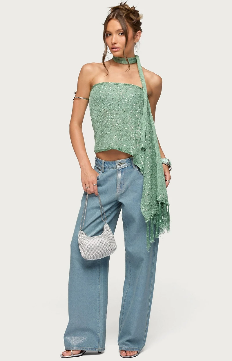 Edikted Two Piece Knit Scarf Top