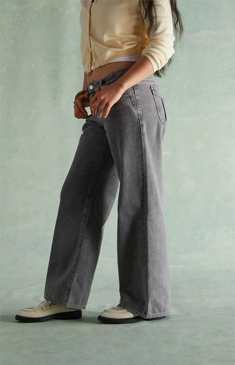 RARE DNM EDIT Washed Black Rhinestone Low Rise Girlfriend Jeans