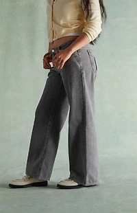 RARE DNM EDIT Washed Black Rhinestone Low Rise Girlfriend Jeans