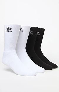 adidas White & Black Six-Pack Trefoil Crew Socks