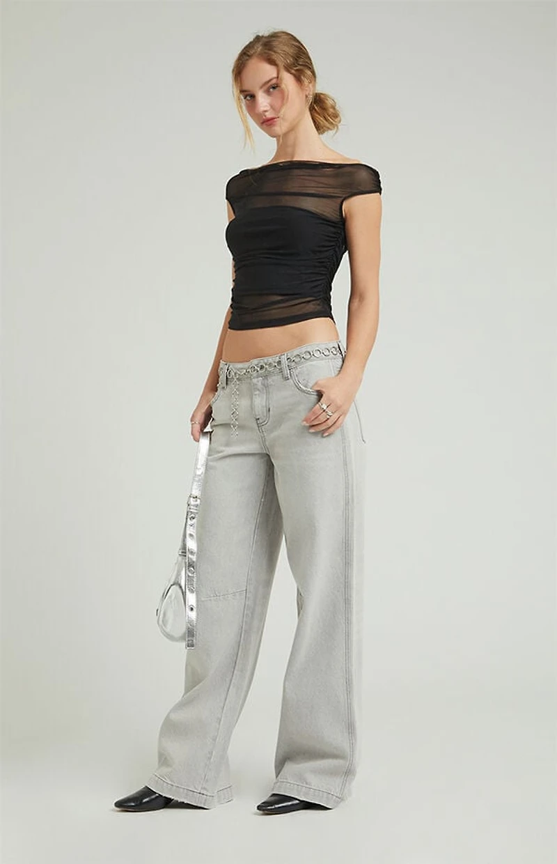 Pacsun Casey Low Rise Baggy Jeans Dart Light Gray