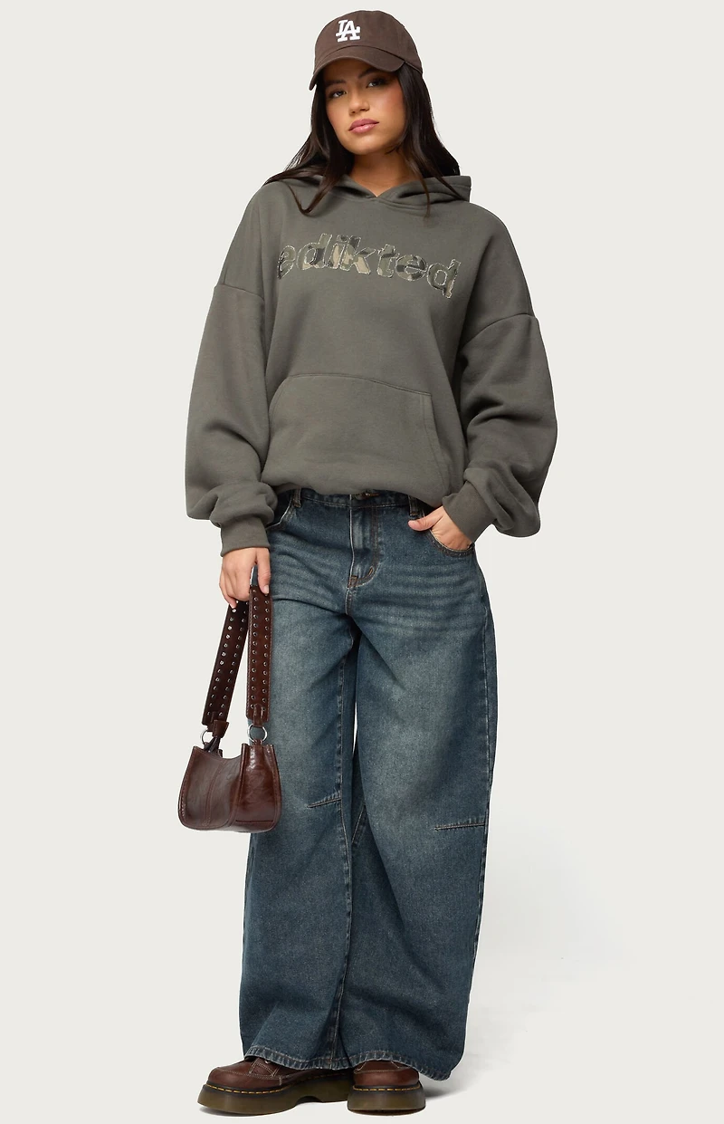Edikted Camo Cutie Oversized Hoodie