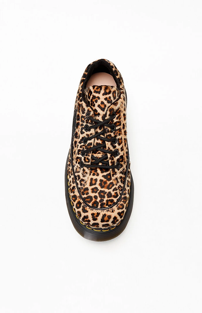 Dr Martens Women's Buzz 5 Eye Textured Leather Leopard Shoes