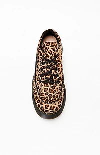 Dr Martens Women's Buzz 5 Eye Textured Leather Leopard Shoes