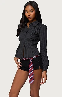 Edikted Tailored Pinstripe Button Up Shirt