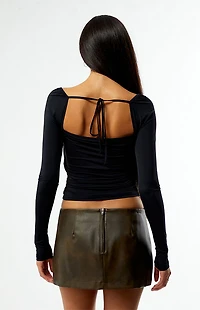 Third Charm Faux Leather Lace-Up Micro Skirt