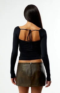 Third Charm Faux Leather Lace-Up Micro Skirt