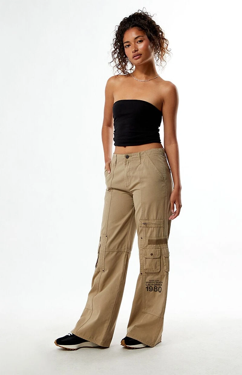 Pacsun Weathered Low Rise Baggy Flare Cargo Pants