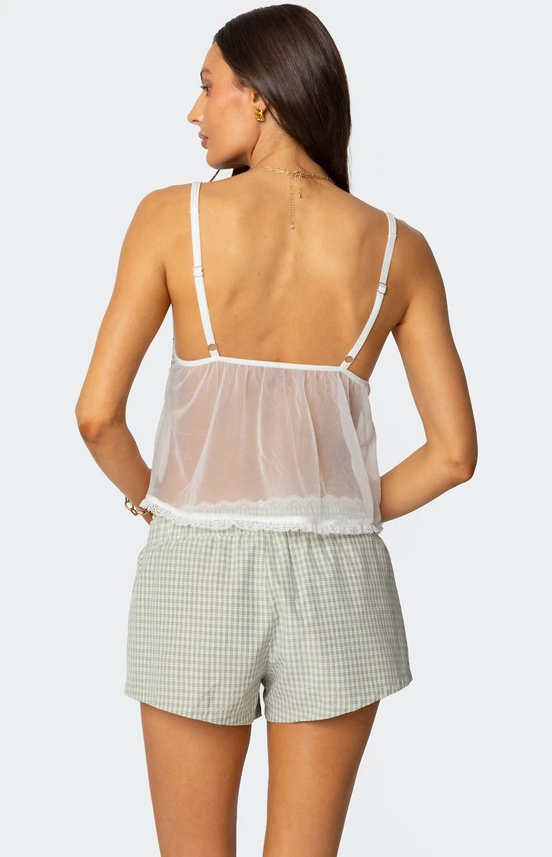 Edikted Sheer Lacey Babydoll Tank Top