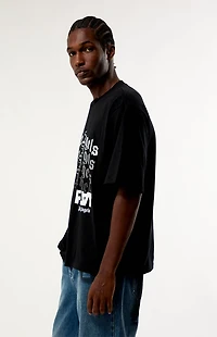 PLAY PALM ANGELS Black Typographic Relaxed Boxy T-Shirt