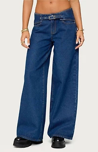 Edikted Edie Belt Detail Low Rise Jeans