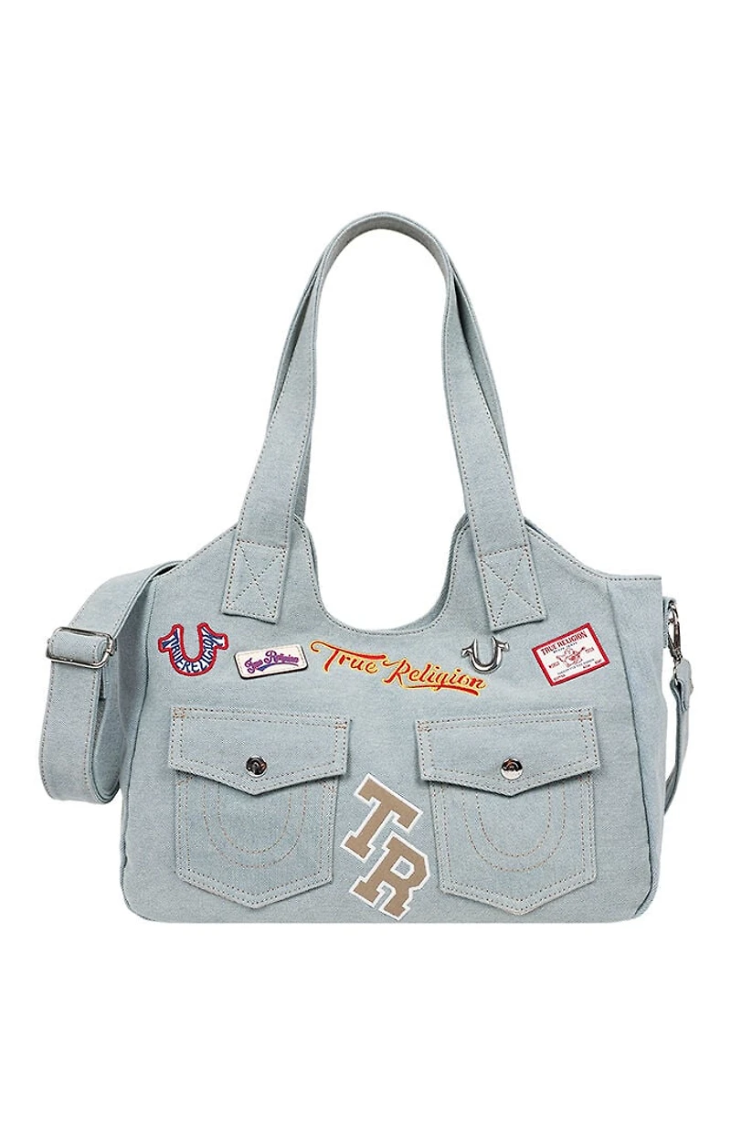 True Religion Agusto Multi Patch Soft Tote Bag