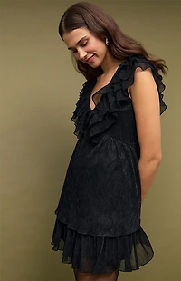 MINKPINK Greta Plisse Lurex Mini Dress