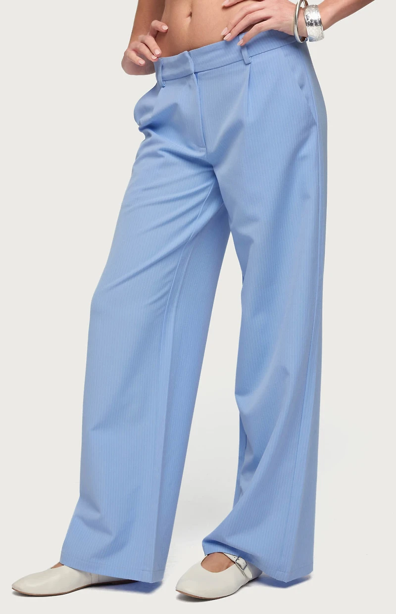 Edikted Pinstripe Tailored Straight Leg Pants