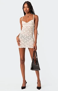 Edikted Melia Sheer Lace Mini Dress