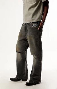 FORD Black Ripped Baggy Bootcut Jeans