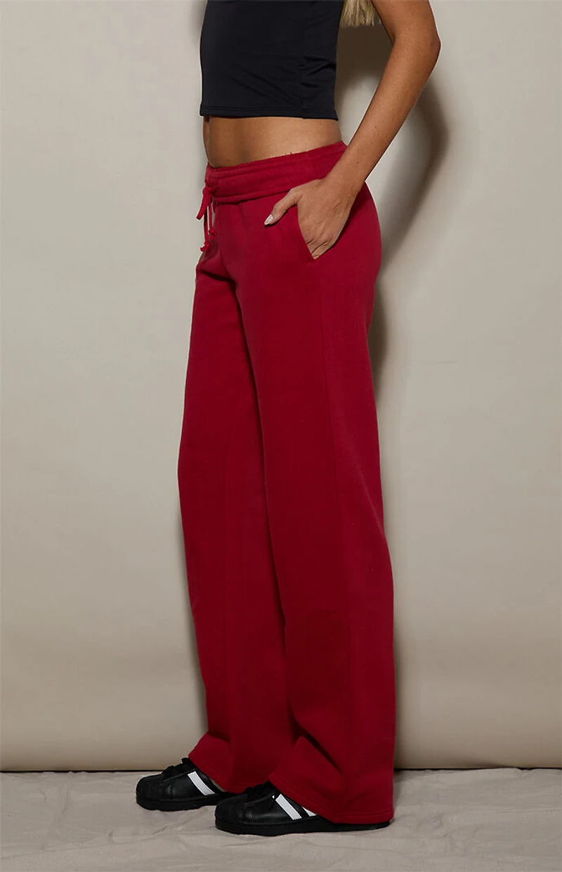 Pacsun Red Ultra Soft Fleece Core Washed Baggy Sweatpants