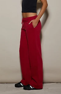 Pacsun Red Ultra Soft Fleece Core Washed Baggy Sweatpants