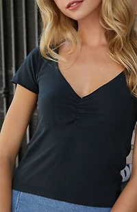 John Galt Black Gina Cinched Top