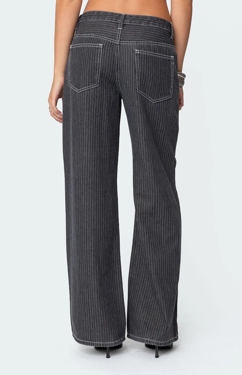 Edikted Pinstripe Low Rise Jeans