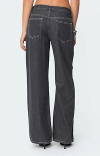 Edikted Pinstripe Low Rise Jeans