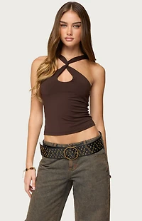 Edikted Dariah Twisted Crisscross Cutout Top