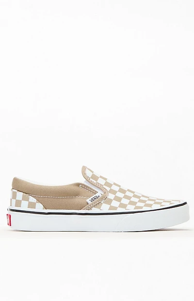 Vans Kids Brown Checker Classic Slip-On Shoes