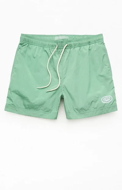 Pacsun Green Crinkle 4.5" Swim Trunks