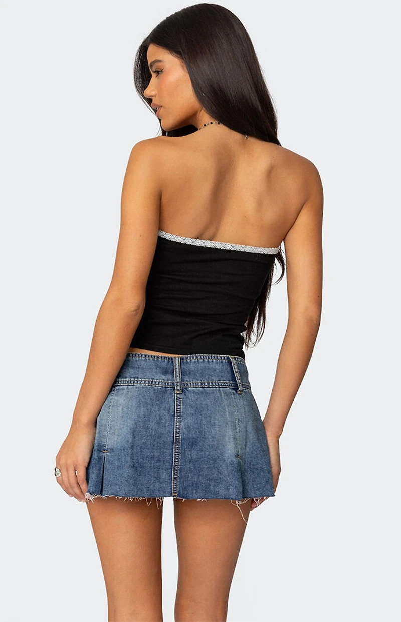 Edikted Enora Embroidered Rose Tube Top