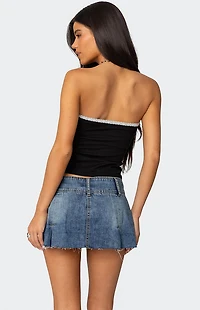 Edikted Enora Embroidered Rose Tube Top