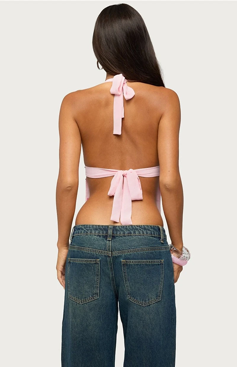 Edikted Roey Sequin Chiffon Backless Top