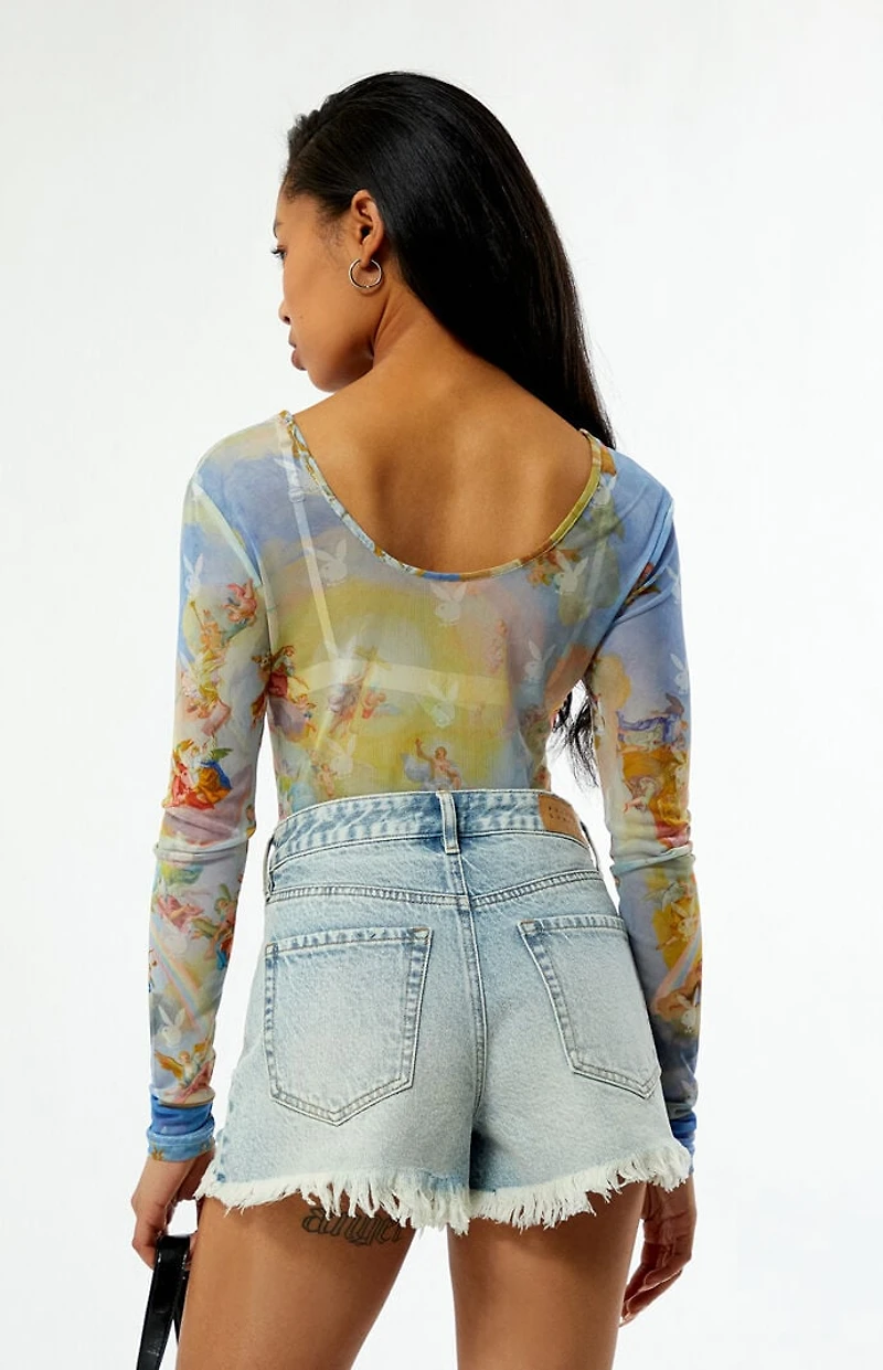 Playboy By PacSun Snake Mesh Long Sleeve Bodysuit