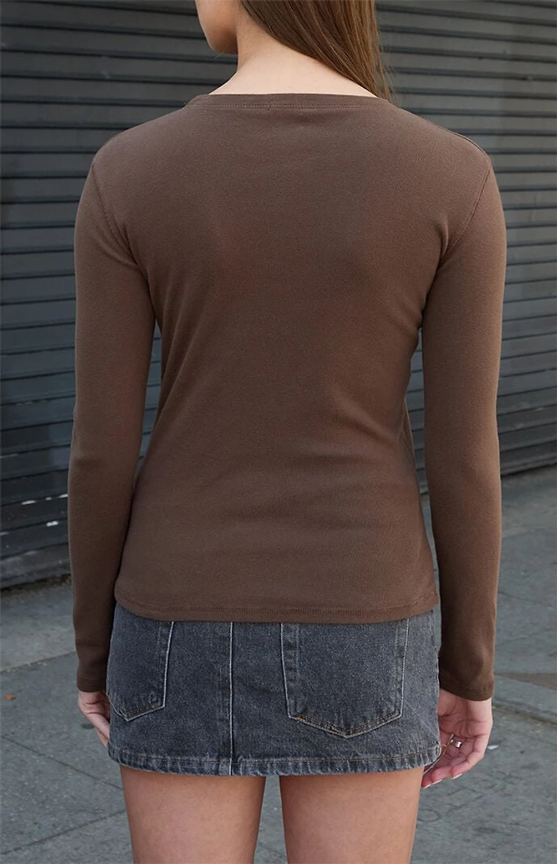 John Galt Brown Ainsley Long Sleeve Top