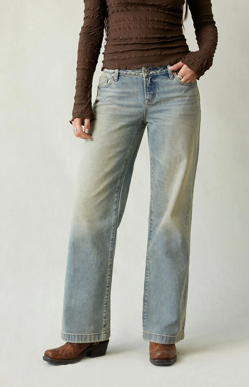 Pacsun Zoe Low Rise Girlfriend Jeans Light Blue Tint