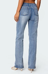 Edikted Bootcut Washed Low Rise Jeans