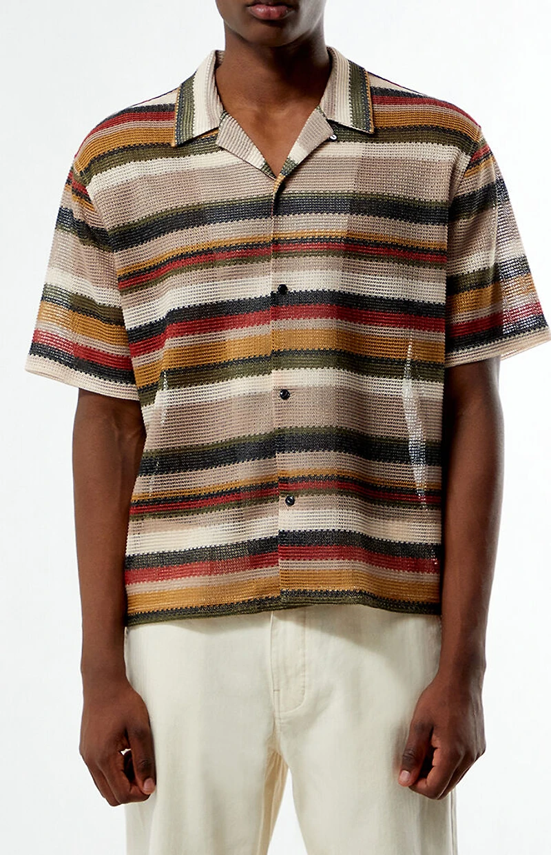 Pacsun Textured Striped Oversized Resort Camp Shirt