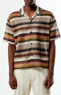 Pacsun Textured Striped Oversized Resort Camp Shirt
