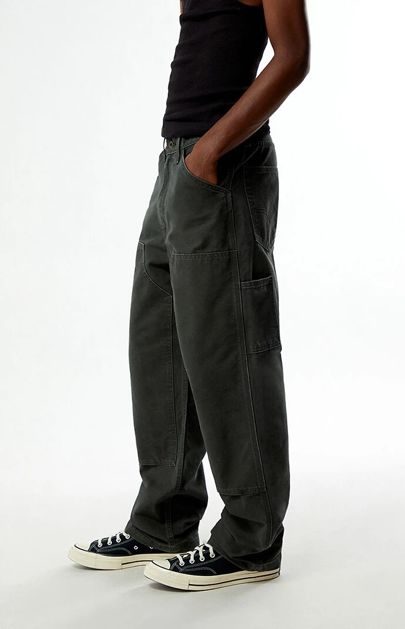 Levi's 568 Dark Green Loose Straight Double Knee Carpenter Jeans