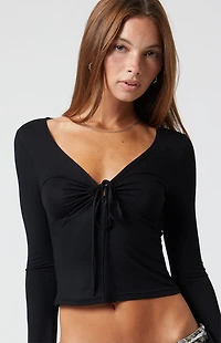 Third Charm Maya Long Sleeve Keyhole Top