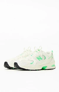 New Balance White & Green 530 Sneakers