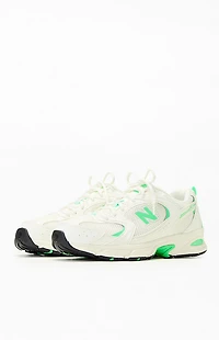 New Balance White & Green 530 Sneakers