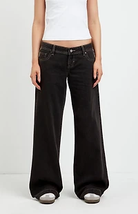 Pacsun Kaia Ultimate Low Rise Baggy Jeans Contrast Stitch Faded Black