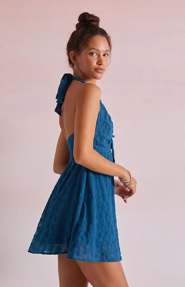 Beverly and Beck Sarah Tie Back Halter Mini Dress | Liberty Center