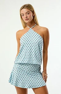 Beverly and Beck Iris Polka Dot Halter Mini Dress